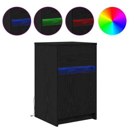 874148 4 Noptieră LED 2 pcs Stejar negru 38 x 34 x 61 cm Lemn compozit 874148 4