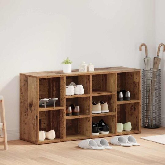 Bancă pentru pantofi cu raft Lemn vechi 103 x 30 x 54.5 cm