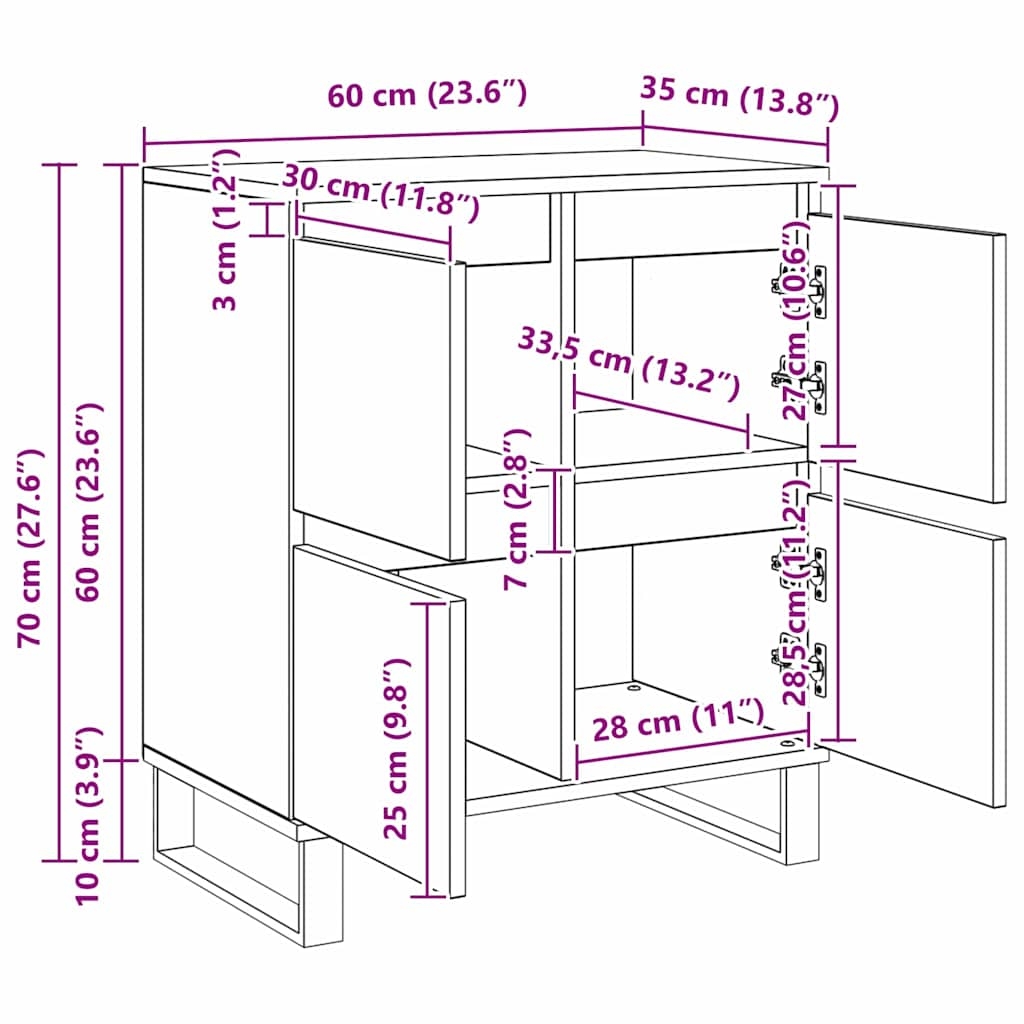 879498 11 Bufet Maro 60 x 35 x 70 cm Lemn compozit Bufet Maro 60 x 35 x 70 cm Lemn compozit - imagine 11