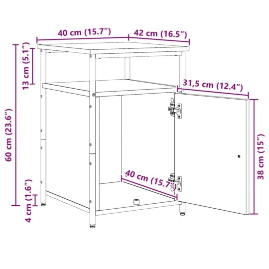 879505 12 Dulap de noapte Stejar negru Lemn compozit 879505 12