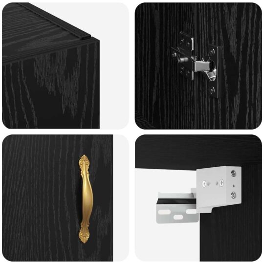 879512 9 Dulap montat pe perete Stejar negru 69.5 x 34 x 90 cm 879512 9