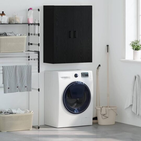 Dulap montat pe perete Negru 69.5 x 34 x 90 cm Lemn compozit