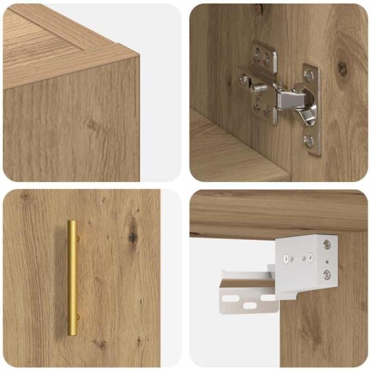 879535 9 Dulap de perete stejar artizanal 60 x 31 x 70 cm Lemn compozit 879535 9