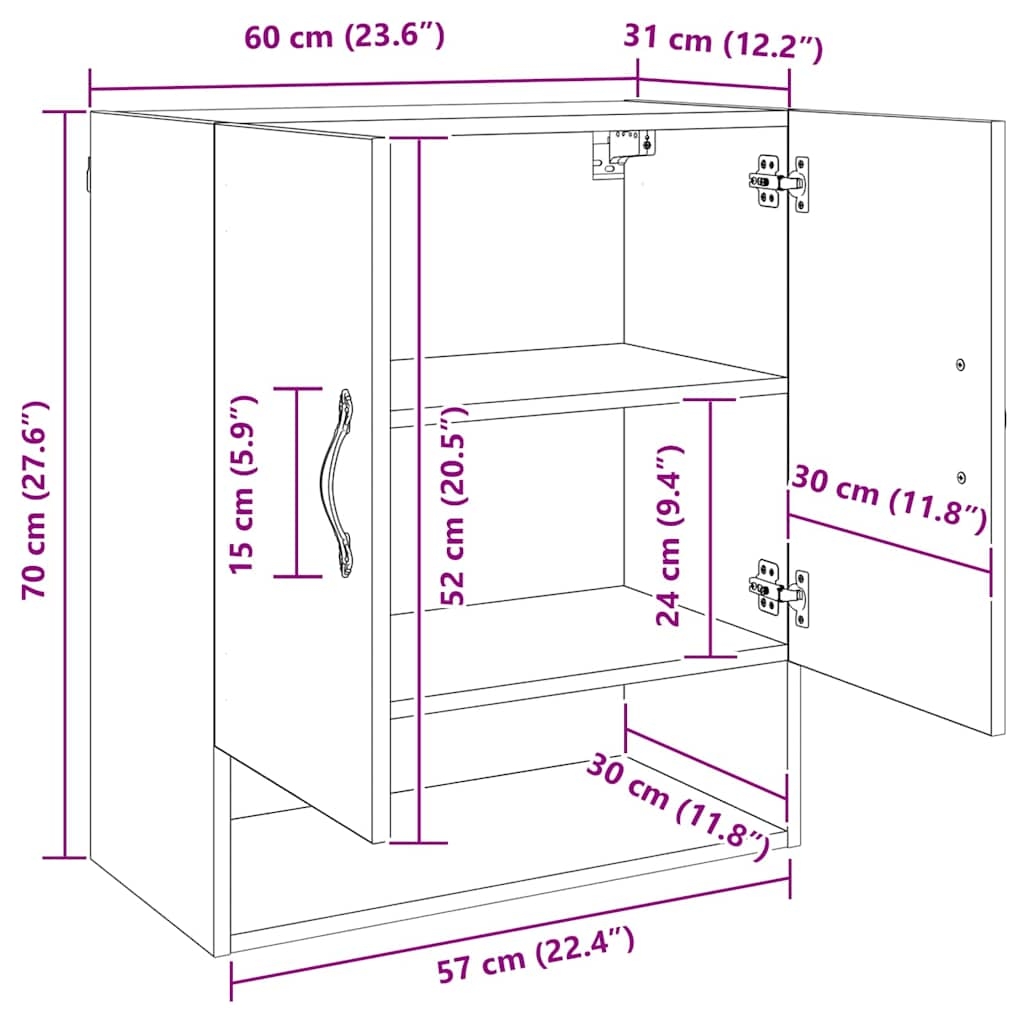 879537 10 Dulap de perete Lemn vechi 60 x 31 x 70 cm Lemn compozit Dulap de perete Lemn vechi 60 x 31 x 70 cm Lemn compozit - imagine 10