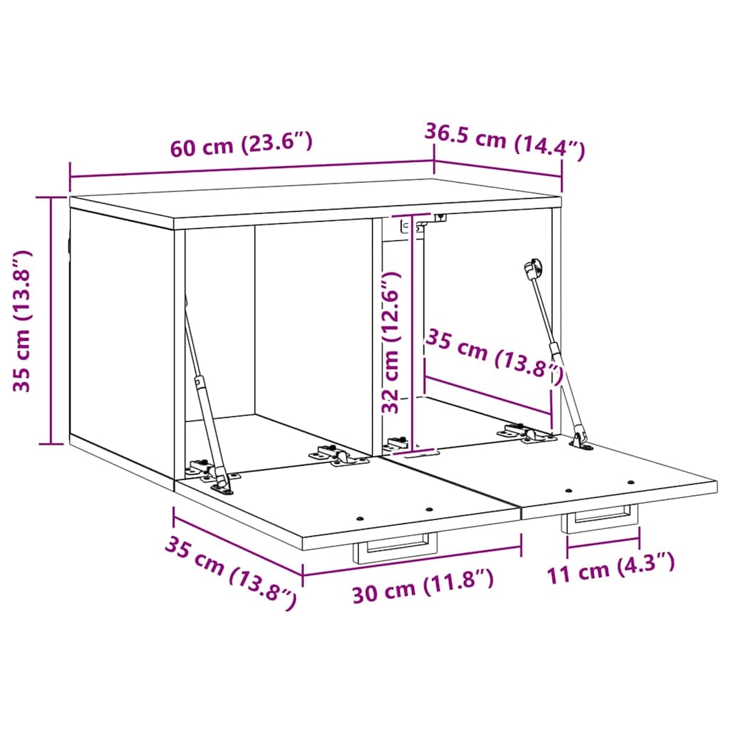 879552 11 Dulap de perete Lemn vechi 60 x 36.5 x 35 cm Lemn compozit Dulap de perete Lemn vechi 60 x 36.5 x 35 cm Lemn compozit - imagine 11