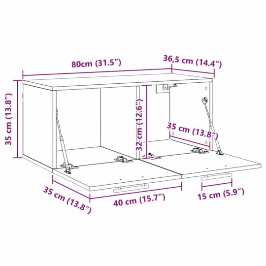 879555 11 Dulap de perete Lemn vechi 80 x 36.5 x 35 cm Lemn compozit 879555 11