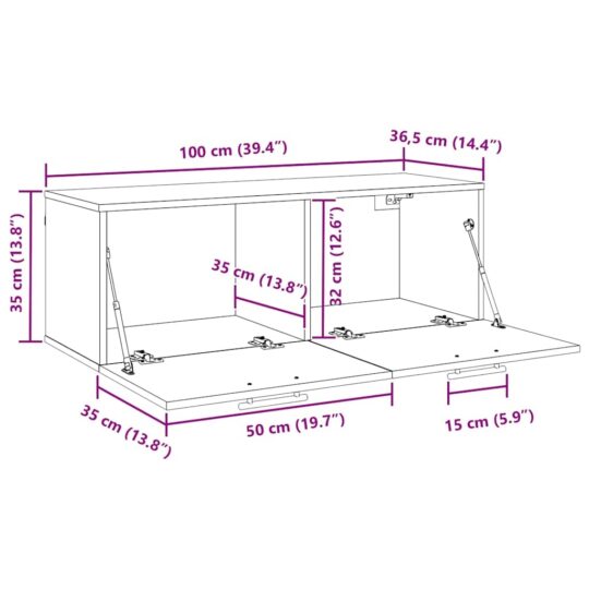 879564 11 Dulap de perete Lemn vechi 100 x 36.5 x 35 cm Lemn compozit 879564 11