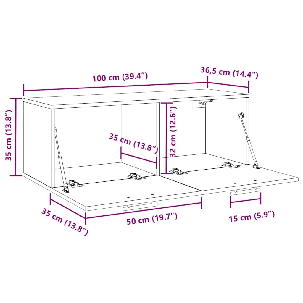 879565 11 Dulap de perete Pe perete stejar artizanal 100 x 36.5 x 35 cm Dulap de perete Pe perete stejar artizanal 100 x 36.5 x 35 cm - imagine 11
