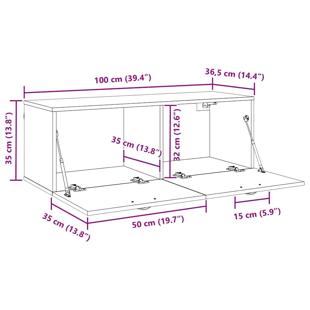 879569 11 Dulap de perete Stejar negru 100 x 36.5 x 35 cm Lemn compozit Dulap de perete Stejar negru 100 x 36.5 x 35 cm Lemn compozit - imagine 11