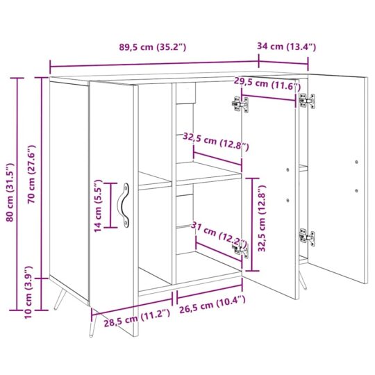 879576 11 Bufet Maro 90 x 34 x 80 cm Lemn compozit 879576 11