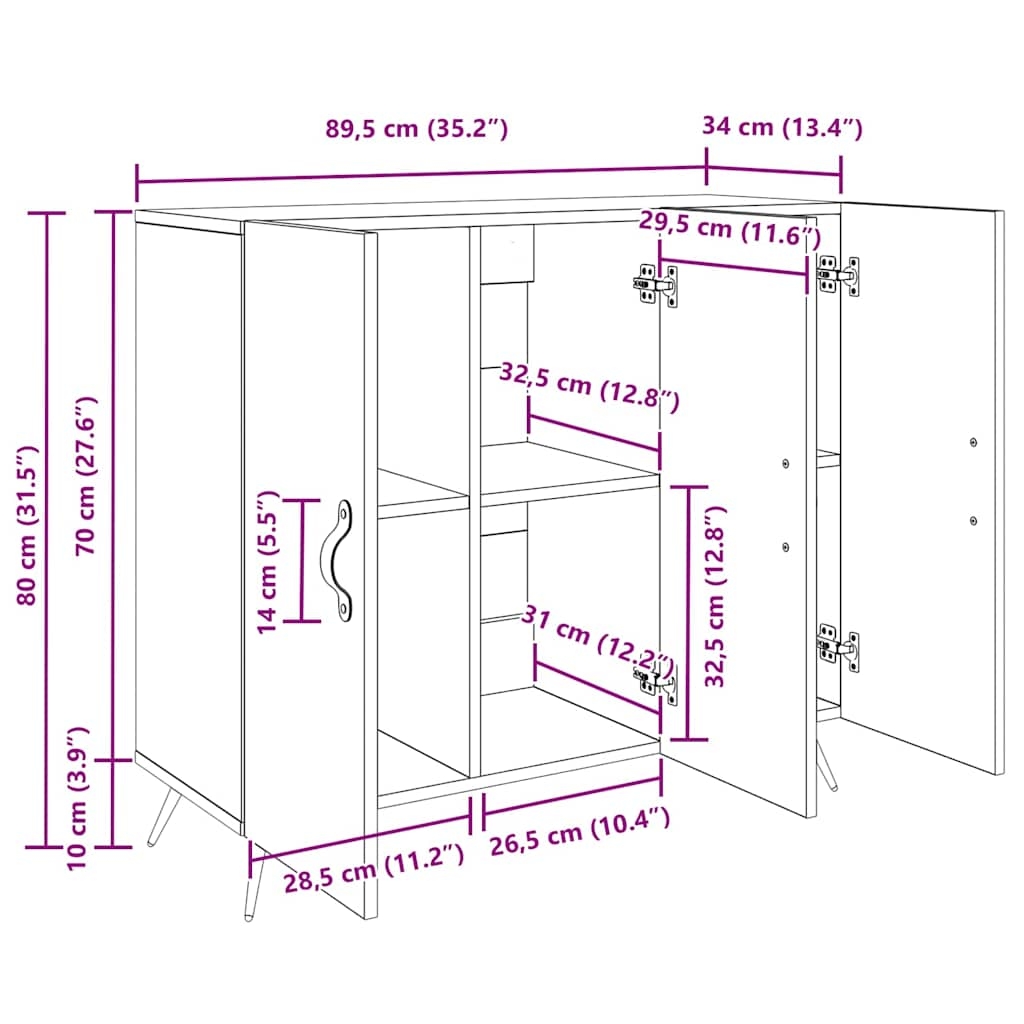 879576 11 Bufet Maro 90 x 34 x 80 cm Lemn compozit Bufet Maro 90 x 34 x 80 cm Lemn compozit - imagine 11
