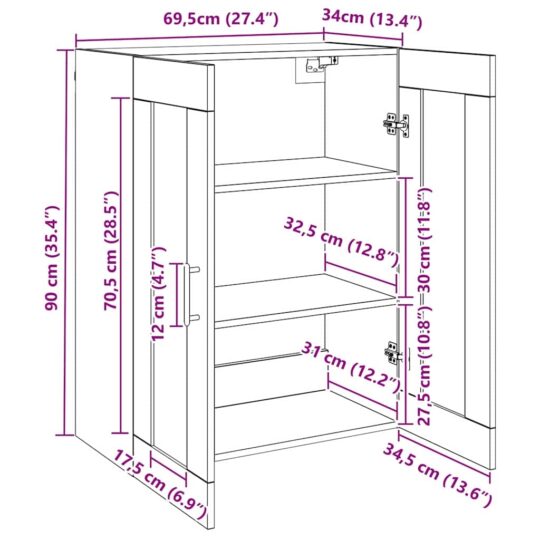 879601 10 Bufet Maro 69.5 x 34 x 90 cm Lemn compozit 879601 10