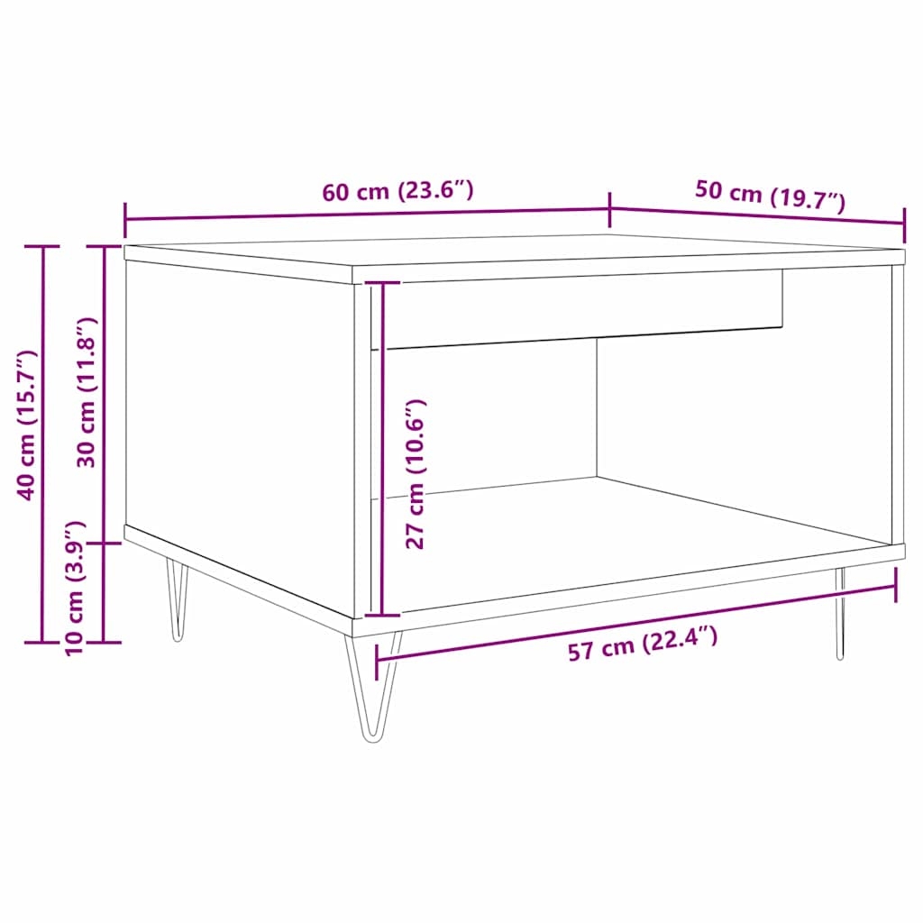 879611 10 Masă de cafea Stejar negru 60 x 50 x 40 cm Lemn compozit Masă de cafea Stejar negru 60 x 50 x 40 cm Lemn compozit - imagine 10