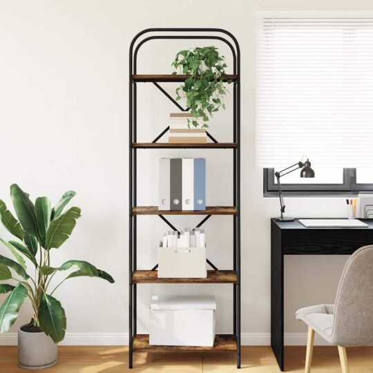 879853 4 Raft pentru cărți Stejar afumat 60 x 30 x 183 cm Lemn compozit 879853 4