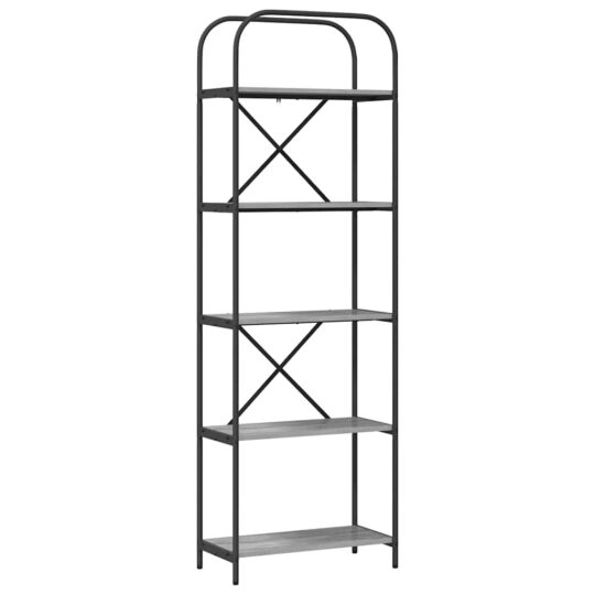 879854 2 Raft pentru cărți sonoma gri 60 x 30 x 183 cm Lemn compozit 879854 2