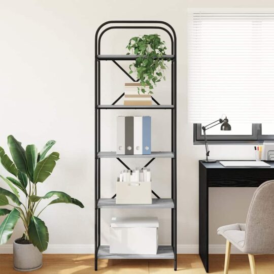 879854 4 Raft pentru cărți sonoma gri 60 x 30 x 183 cm Lemn compozit 879854 4