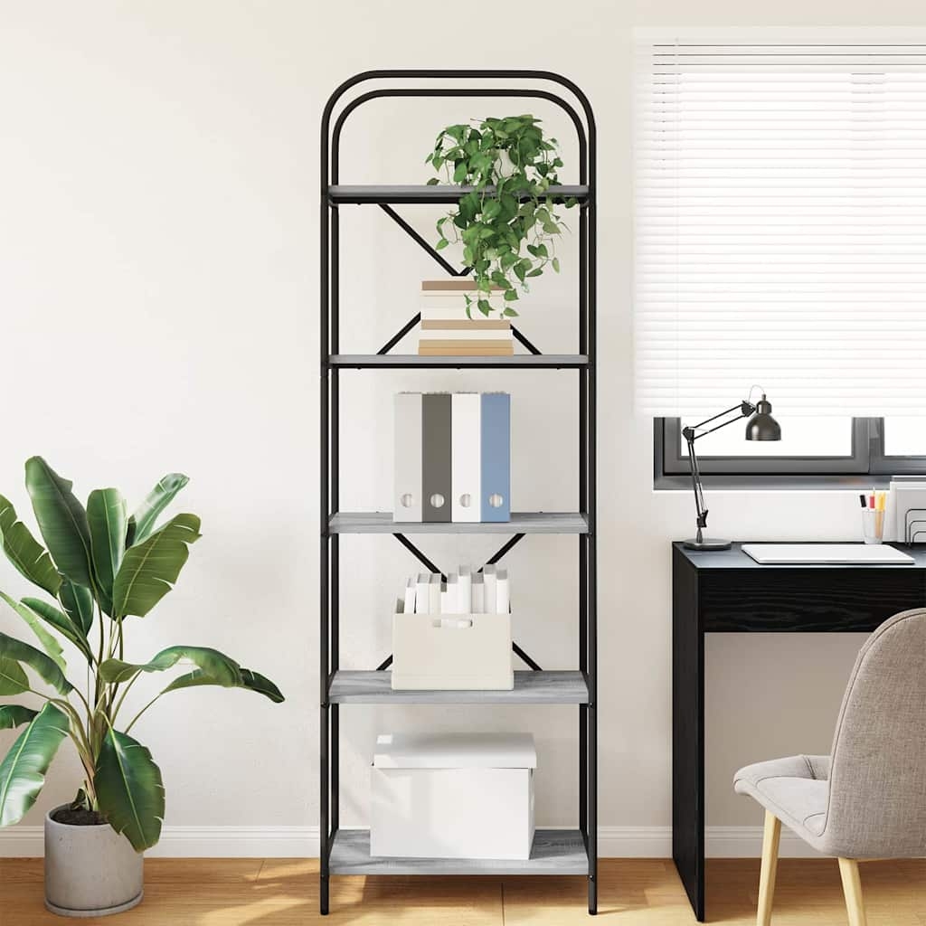 879854 4 Raft pentru cărți sonoma gri 60 x 30 x 183 cm Lemn compozit Raft pentru cărți sonoma gri 60 x 30 x 183 cm Lemn compozit - imagine 4