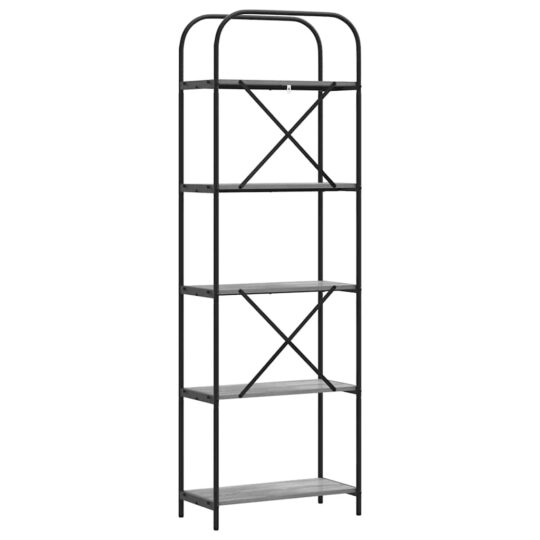 879854 7 Raft pentru cărți sonoma gri 60 x 30 x 183 cm Lemn compozit 879854 7