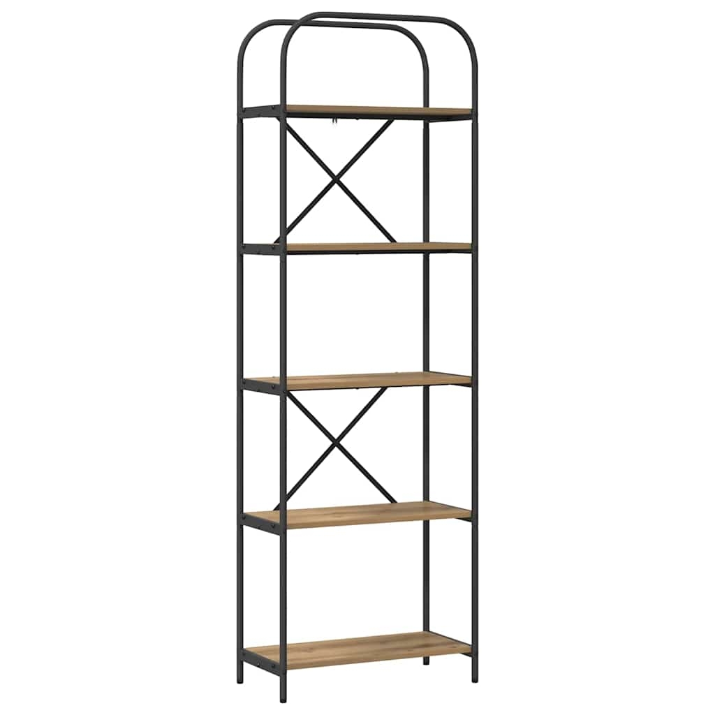 879856 2 Raft pentru cărți stejar artizanal 60 x 30 x 183 cm Raft pentru cărți stejar artizanal 60 x 30 x 183 cm - imagine 2