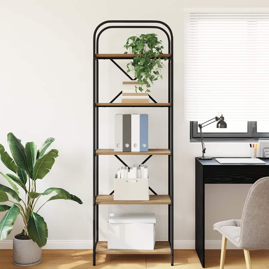 879856 4 Raft pentru cărți stejar artizanal 60 x 30 x 183 cm Raft pentru cărți stejar artizanal 60 x 30 x 183 cm - imagine 4