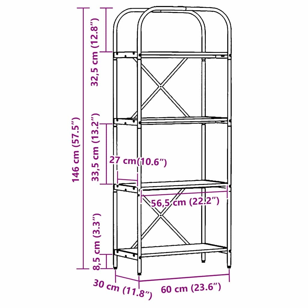 879858 11 Raft pentru cărți Stejar sonoma 60 x 30 x 146 cm Lemn compozit Raft pentru cărți Stejar sonoma 60 x 30 x 146 cm Lemn compozit - imagine 11