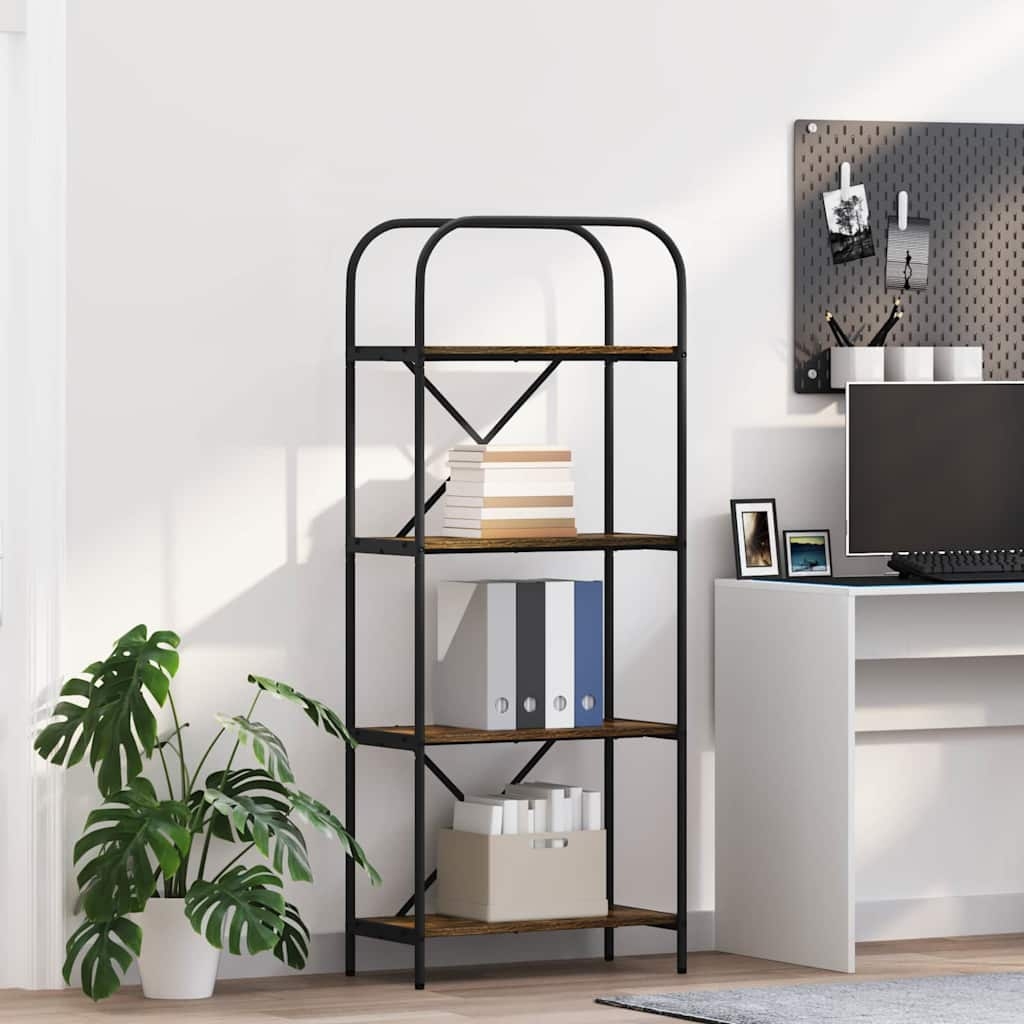 879859 1 Raft pentru cărți Stejar afumat 60 x 30 x 146 cm Lemn compozit Raft pentru cărți Stejar afumat 60 x 30 x 146 cm Lemn compozit