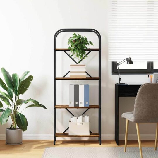 879859 4 Raft pentru cărți Stejar afumat 60 x 30 x 146 cm Lemn compozit 879859 4