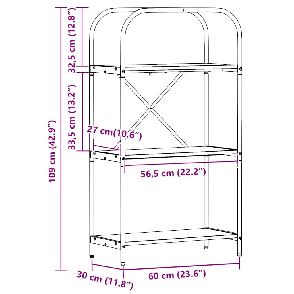 879867 11 Raft pentru cărți Lemn vechi 60 x 30 x 109 cm Lemn compozit Raft pentru cărți Lemn vechi 60 x 30 x 109 cm Lemn compozit - imagine 11
