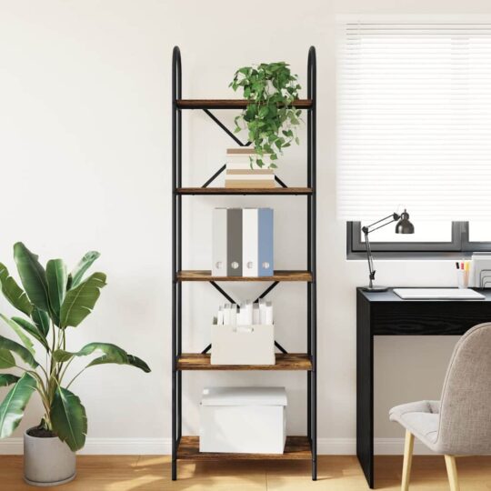 879907 4 Raft pentru cărți Stejar afumat 60 x 30 x 183 cm Lemn compozit 879907 4