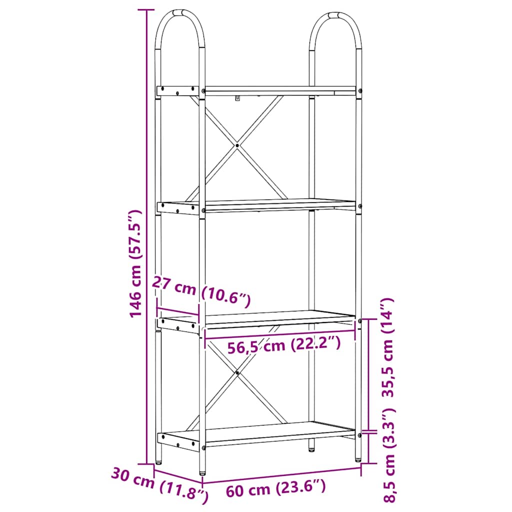 879911 11 Raft pentru cărți Stejar negru 60 x 30 x 146 cm Lemn compozit Raft pentru cărți Stejar negru 60 x 30 x 146 cm Lemn compozit - imagine 11