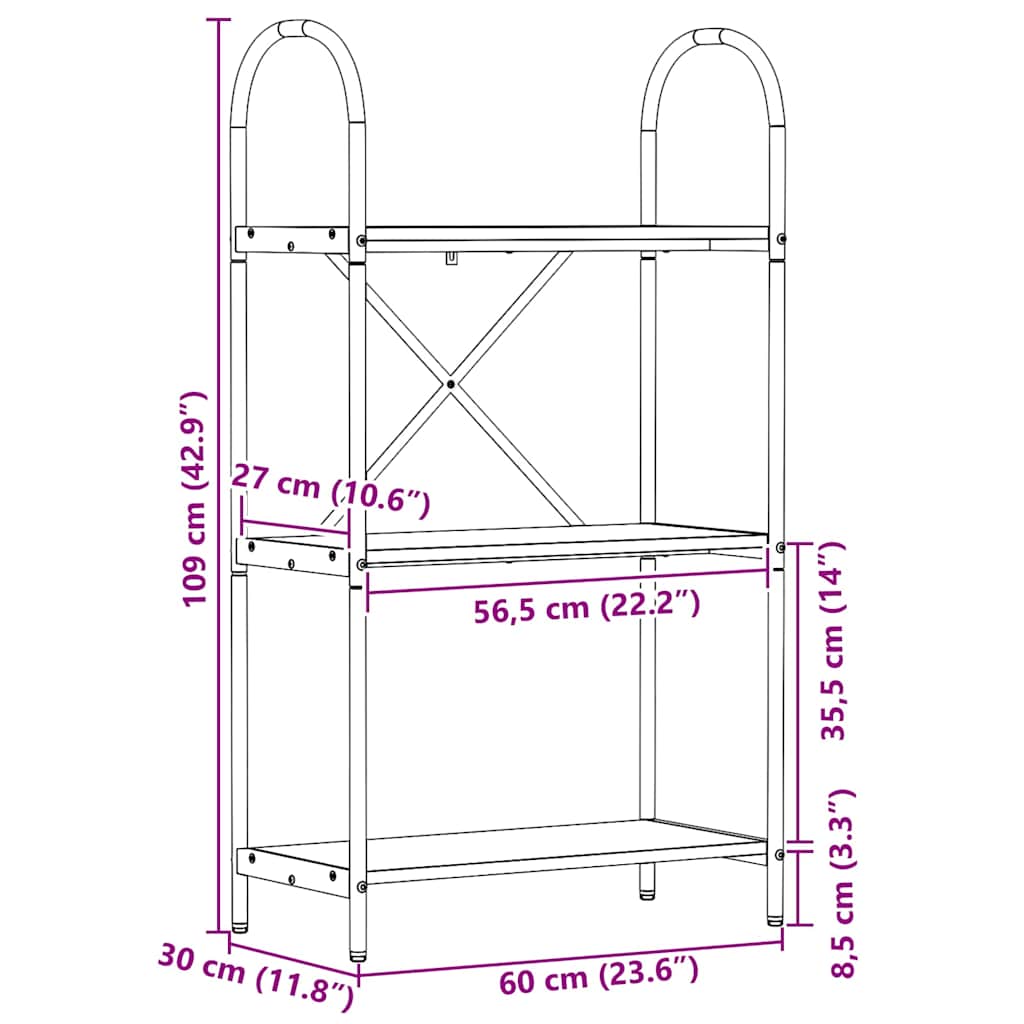 879921 11 Raft pentru cărți Lemn vechi 60 x 30 x 109 cm Lemn compozit Raft pentru cărți Lemn vechi 60 x 30 x 109 cm Lemn compozit - imagine 11