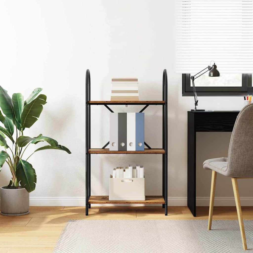 879921 4 Raft pentru cărți Lemn vechi 60 x 30 x 109 cm Lemn compozit Raft pentru cărți Lemn vechi 60 x 30 x 109 cm Lemn compozit - imagine 4