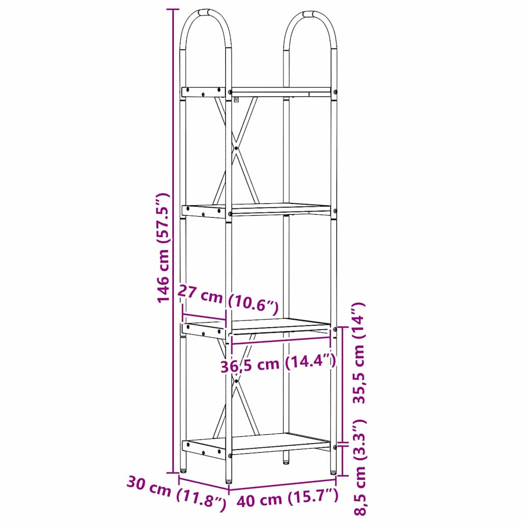 879933 11 Raft pentru cărți Lemn vechi 40 x 30 x 146 cm Lemn compozit Raft pentru cărți Lemn vechi 40 x 30 x 146 cm Lemn compozit - imagine 11
