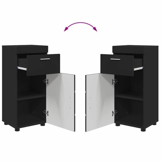 880342 13 Dulap de Baie TULUM Negru 37 x 31.5 x 82 cm Lemn compozit 880342 13