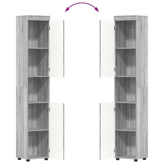 880357 13 Dulap de Baie TULUM sonoma gri 37 x 31.5 x 203 cm Lemn compozit 880357 13