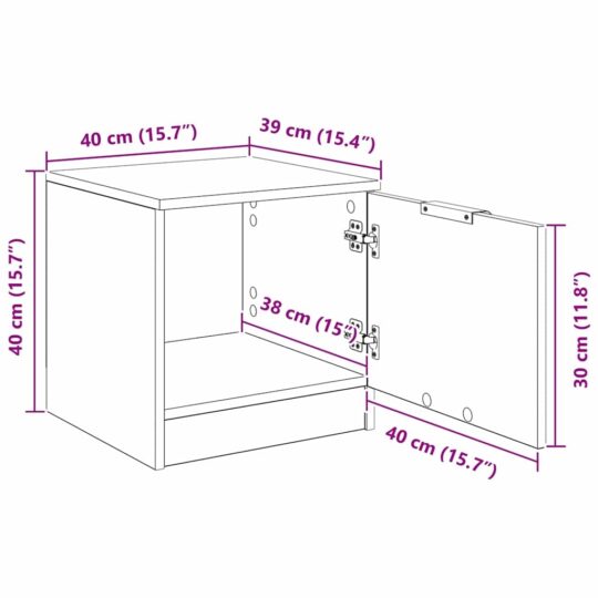 880500 13 Dulap de pat 2 pcs Stejar negru 40 x 39 x 40 cm Lemn compozit 880500 13