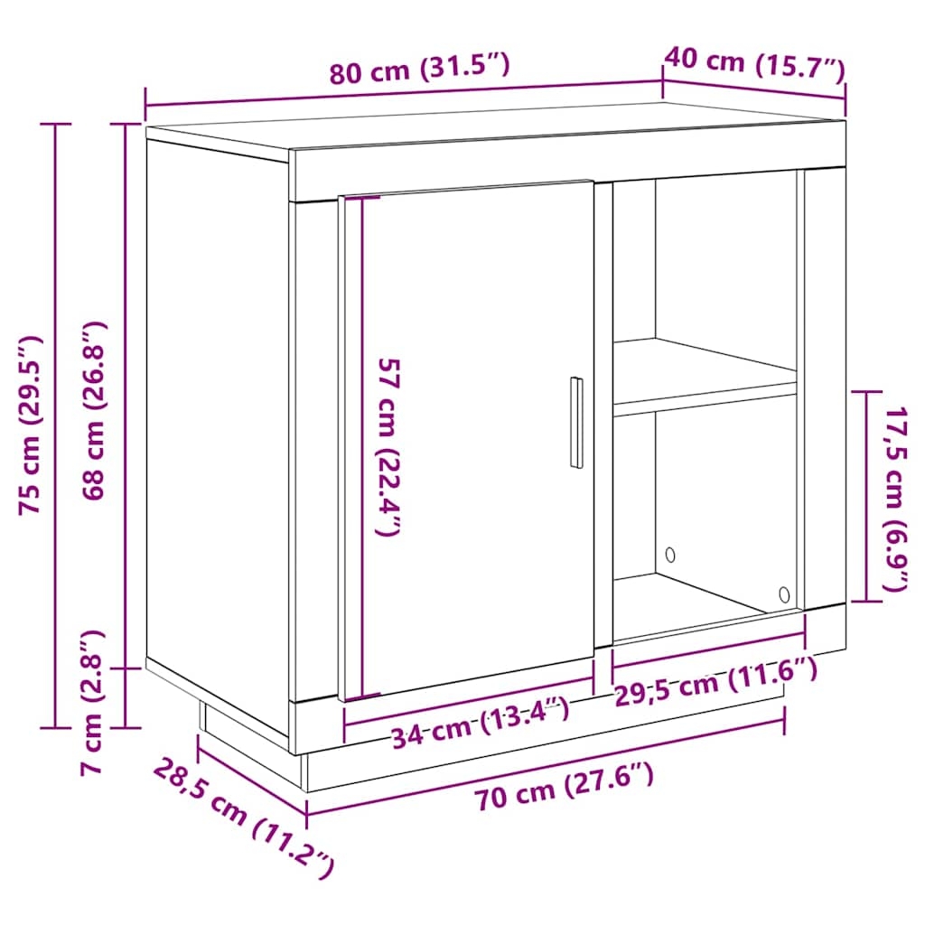 880534 12 Bufet Lemn vechi 40 x 80 x 75 cm Lemn compozit Bufet Lemn vechi 40 x 80 x 75 cm Lemn compozit - imagine 12