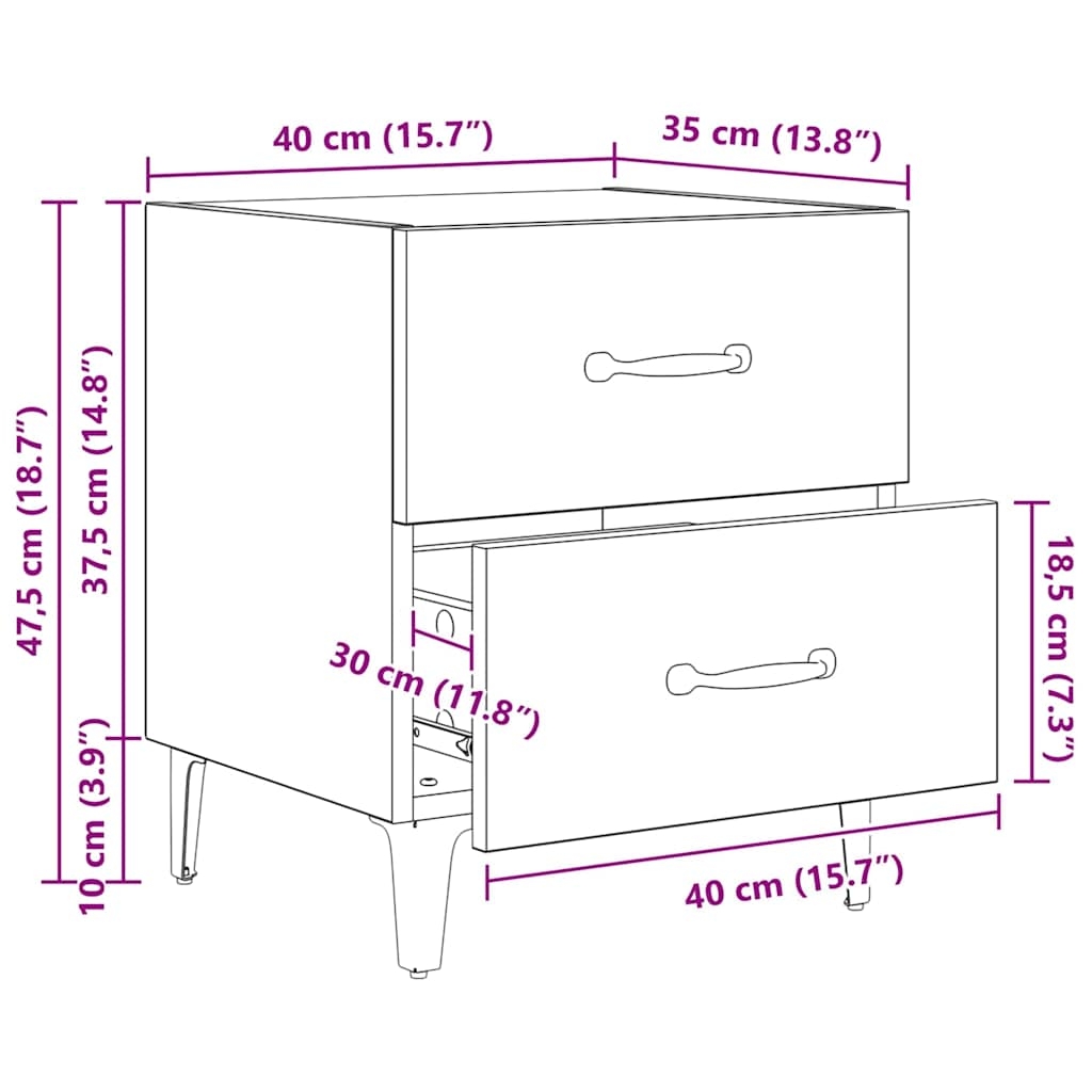 880565 12 Dulap de pat Lemn vechi 40 x 35 x 47.5 cm Lemn compozit Dulap de pat Lemn vechi 40 x 35 x 47.5 cm Lemn compozit - imagine 12