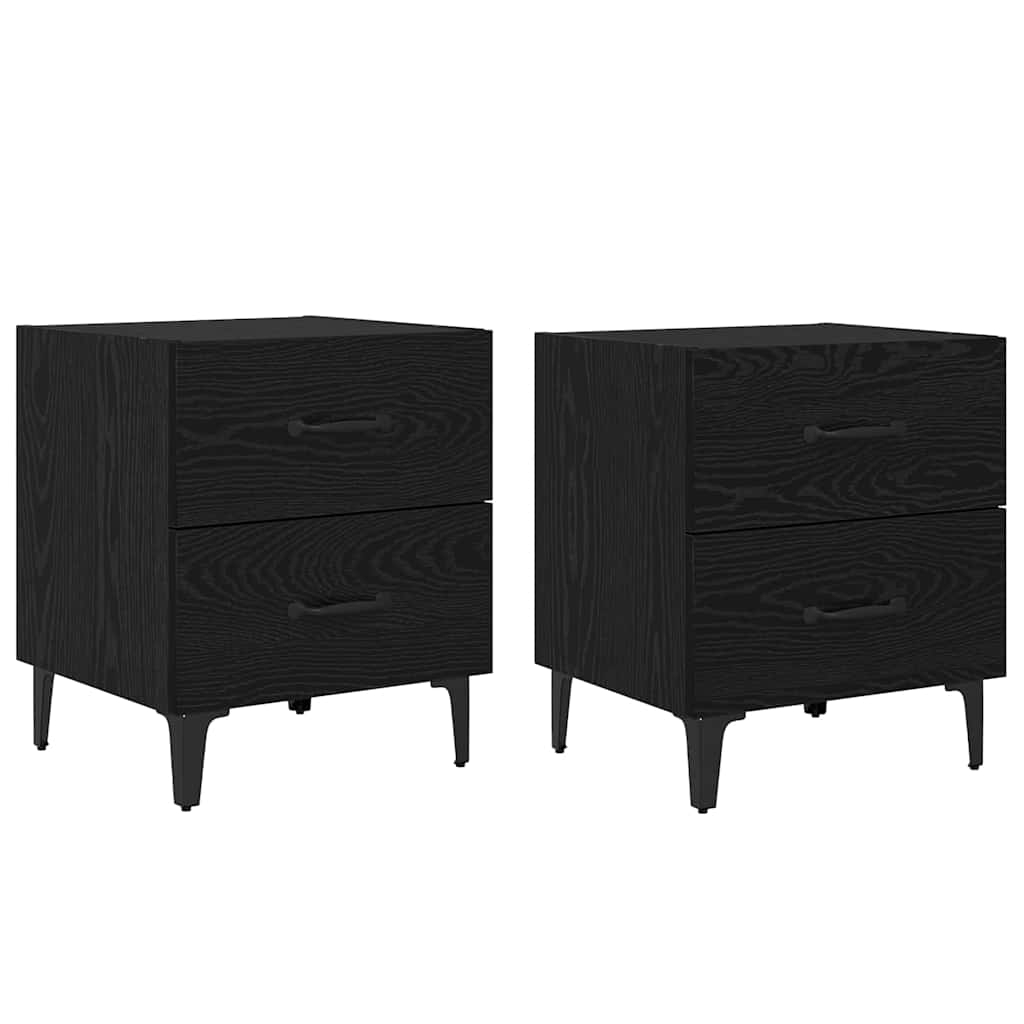 880570 2 Dulap de pat 2 pcs Stejar negru 40 x 35 x 47.5 cm Lemn compozit Dulap de pat 2 pcs Stejar negru 40 x 35 x 47.5 cm Lemn compozit - imagine 2