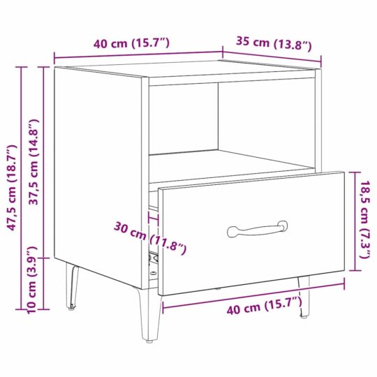 880598 13 Dulap de noapte cu sertar 2 pcs Lemn vechi 40 x 35 x 47.5 cm 880598 13