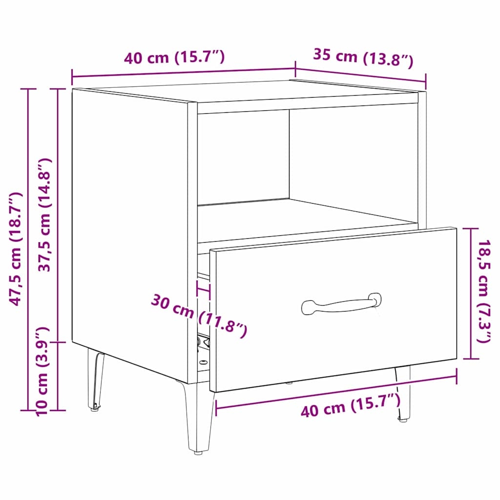 880598 13 Dulap de noapte cu sertar 2 pcs Lemn vechi 40 x 35 x 47.5 cm Dulap de noapte cu sertar 2 pcs Lemn vechi 40 x 35 x 47.5 cm - imagine 13