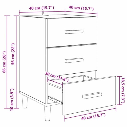 880615 12 Dulap de noapte Stejar negru 40 x 40 x 66 cm Lemn compozit 880615 12
