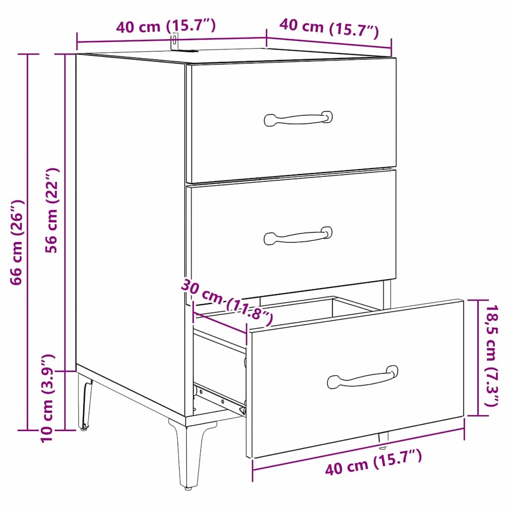 880623 12 Dulap de noapte stejar artizanal 40 x 40 x 66 cm Lemn compozit Dulap de noapte stejar artizanal 40 x 40 x 66 cm Lemn compozit - imagine 12