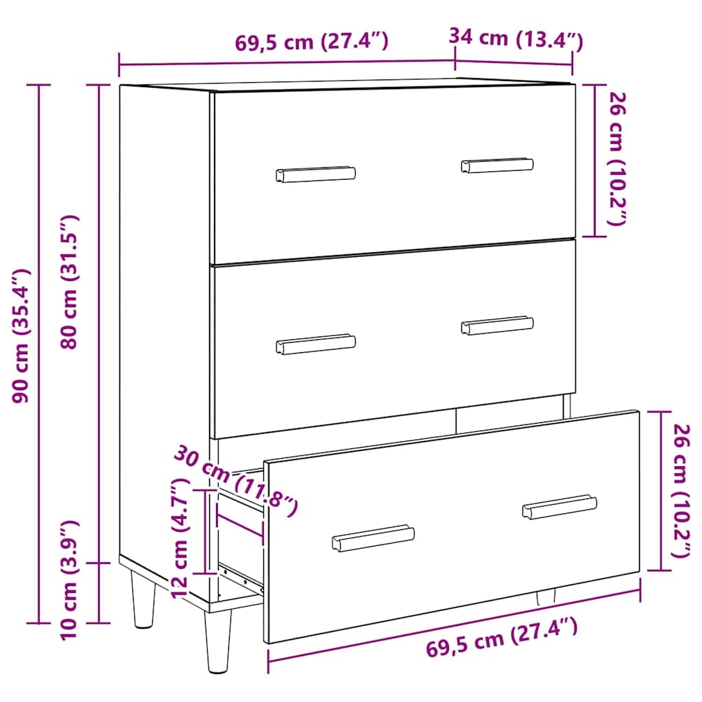 880634 12 Bufet Lemn vechi 34 x 69.5 x 90 cm Lemn compozit Bufet Lemn vechi 34 x 69.5 x 90 cm Lemn compozit - imagine 12