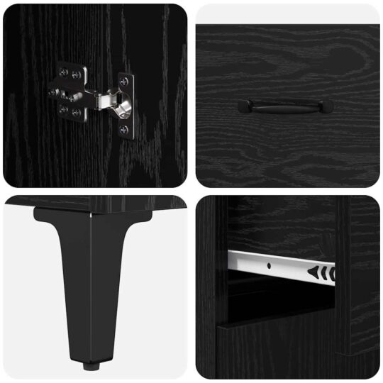 880681 9 Bufet cu sertar Stejar negru 34 x 69.5 x 90 cm Lemn compozit 880681 9