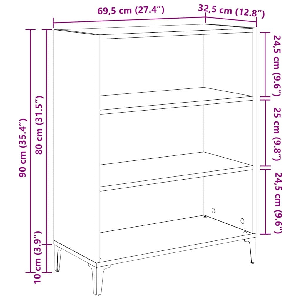 880712 9 Bufet Stejar negru 32.5 x 69.5 x 90 cm Lemn compozit Bufet Stejar negru 32.5 x 69.5 x 90 cm Lemn compozit - imagine 9