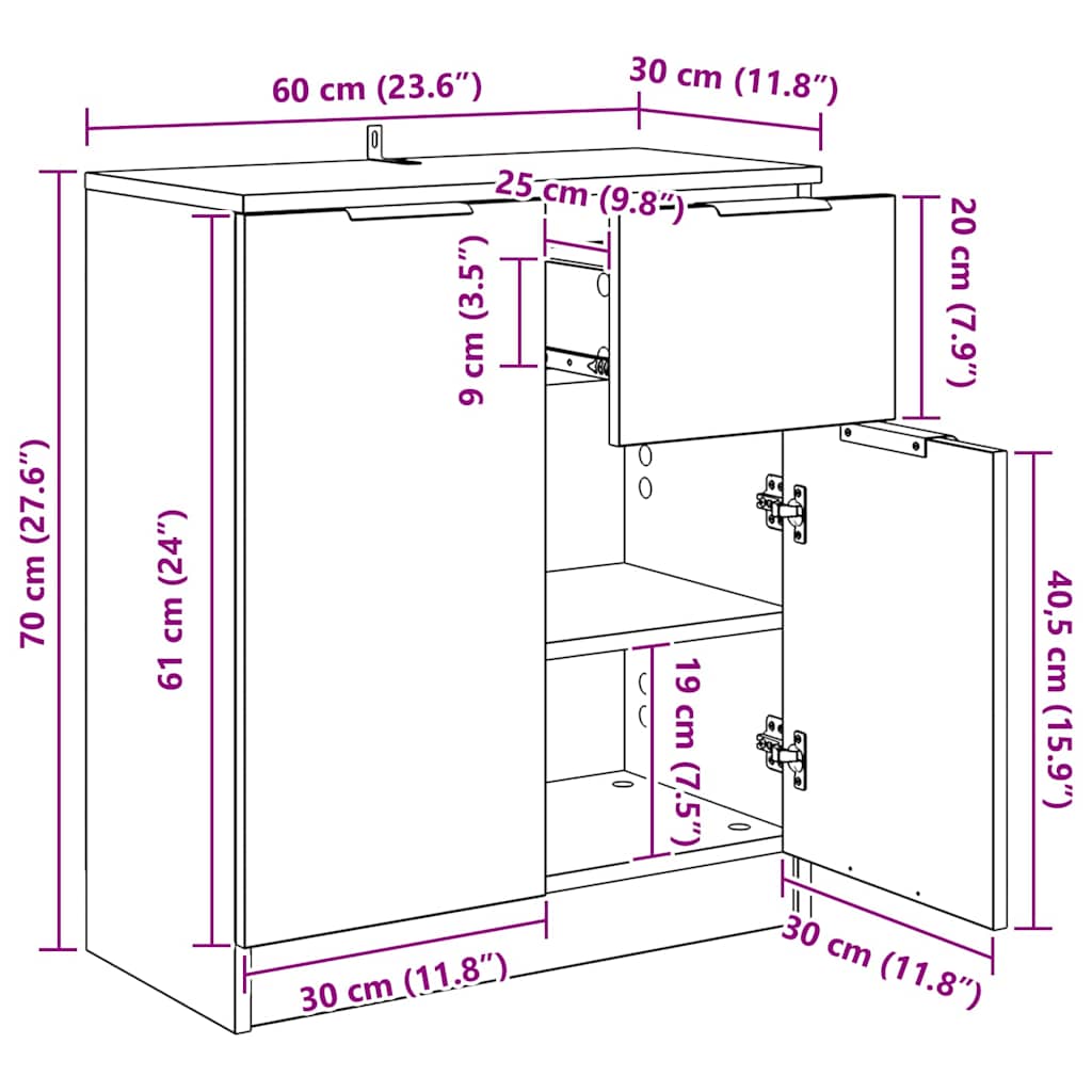 880773 13 Bufet cu sertar Lemn vechi 60 x 30 x 70 cm Lemn compozit Bufet cu sertar Lemn vechi 60 x 30 x 70 cm Lemn compozit - imagine 13