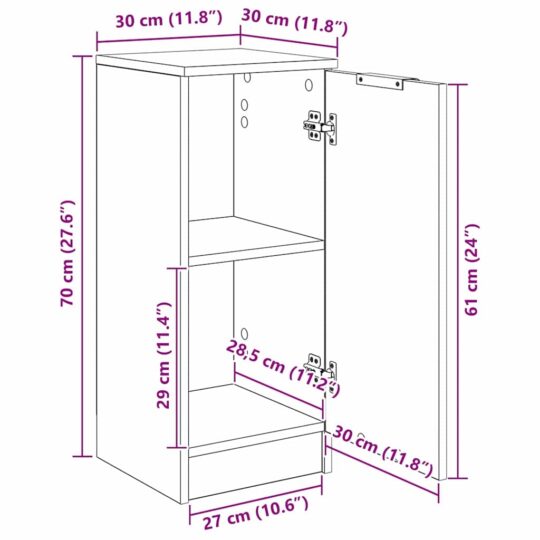 880794 12 Bufet Lemn vechi 30 x 30 x 70 cm Lemn compozit 880794 12