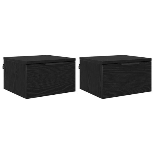 Alternative view of Dulap de noapte cu sertar 2 pcs Stejar negru 34 x 30 x 20 cm