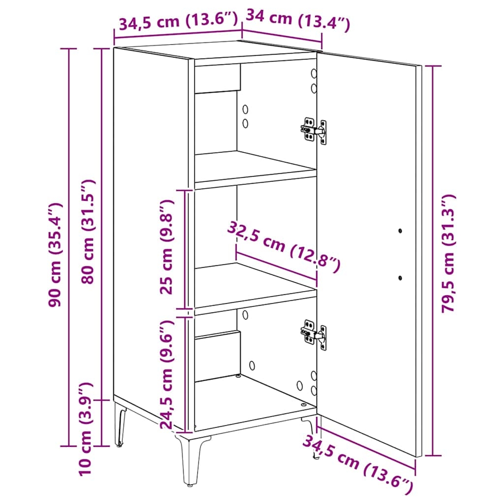 880925 12 Bufet Lemn vechi 34.5 x 34 x 90 cm Lemn compozit Bufet Lemn vechi 34.5 x 34 x 90 cm Lemn compozit - imagine 12